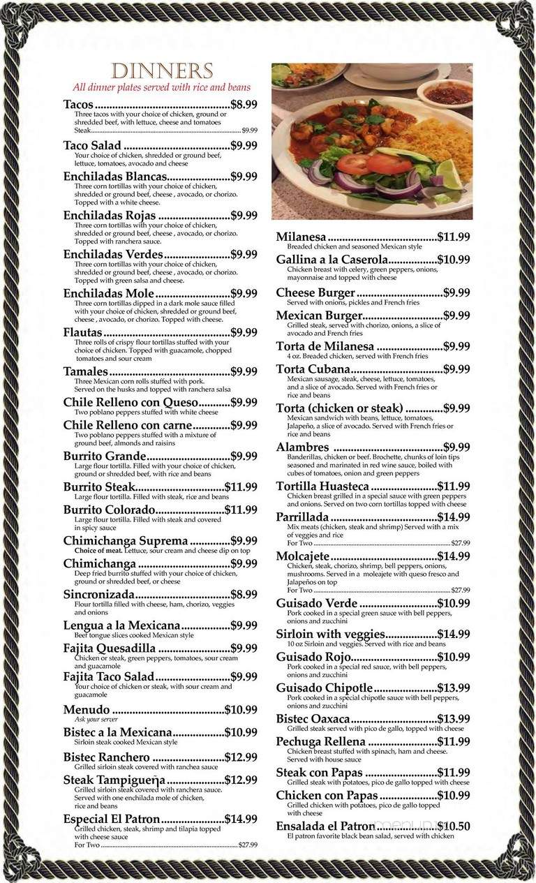 El Patron Mexican Grill and Bar - Appleton, WI menu_pic