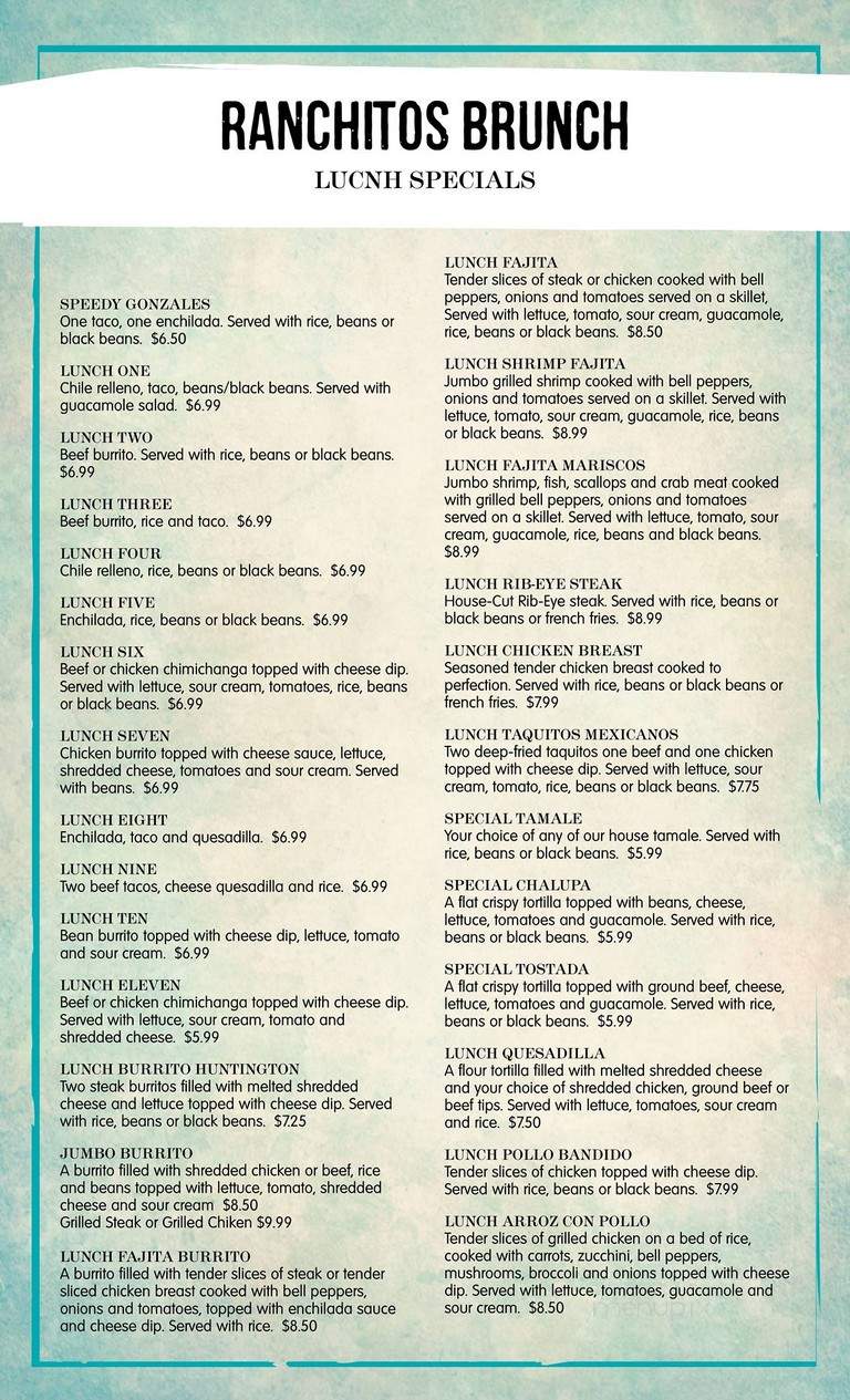 El Ranchito Bar and Grill - Huntington, WV menu_pic