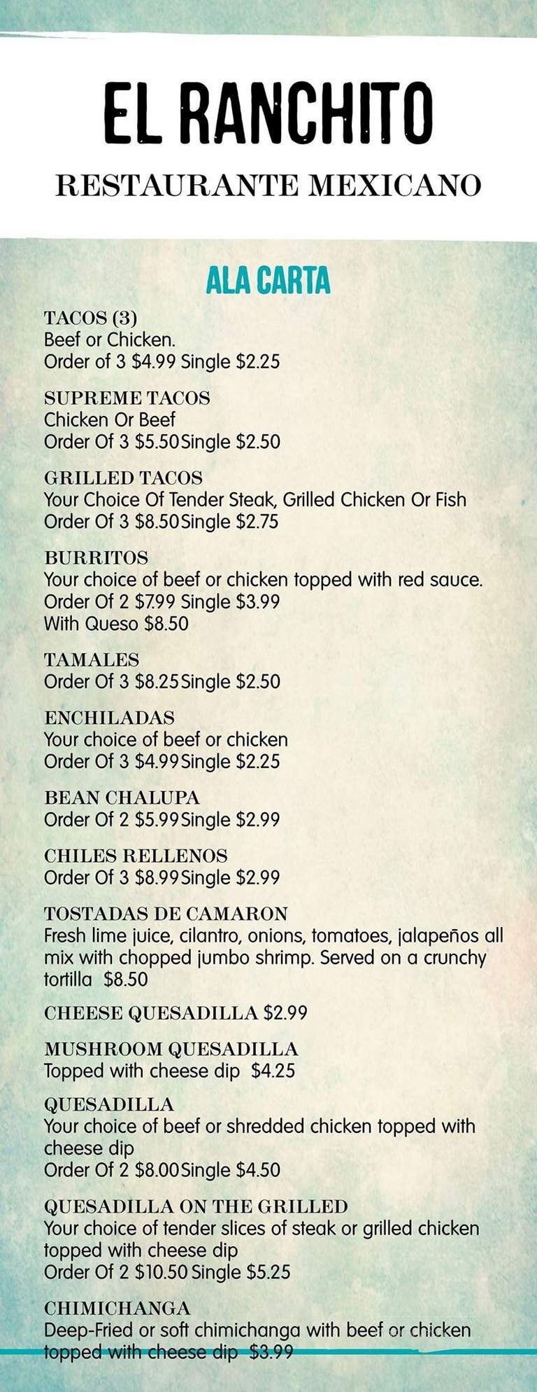 El Ranchito Bar and Grill - Huntington, WV menu_pic
