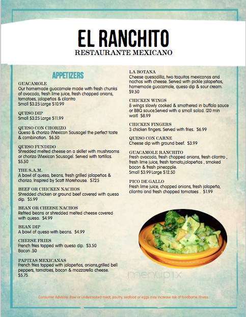El Ranchito Bar and Grill - Huntington, WV menu_pic