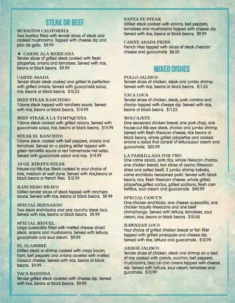 El Ranchito Bar and Grill - Huntington, WV menu_pic