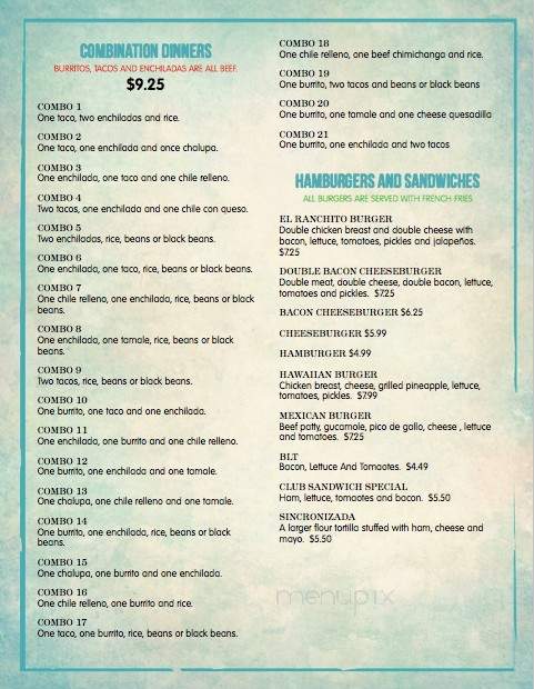 El Ranchito Bar and Grill - Huntington, WV menu_pic