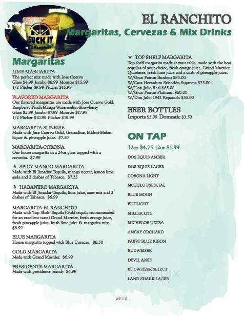 El Ranchito Bar and Grill - Huntington, WV menu_pic