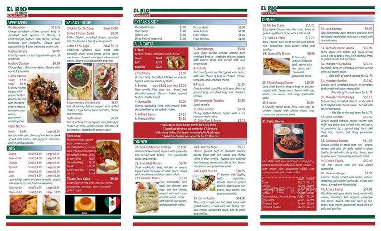 El Rio De Mexico - Pearl River, LA menu_pic