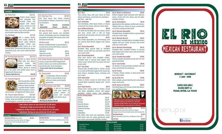El Rio De Mexico - Pearl River, LA menu_pic