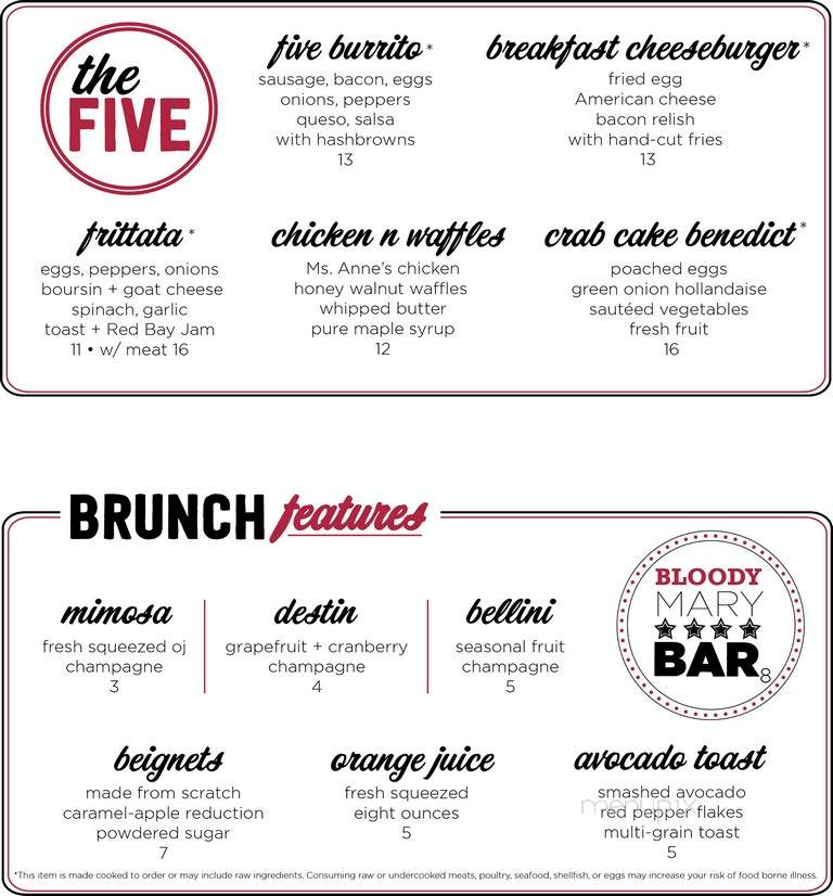 FIVE Bar - Athens, GA menu_pic