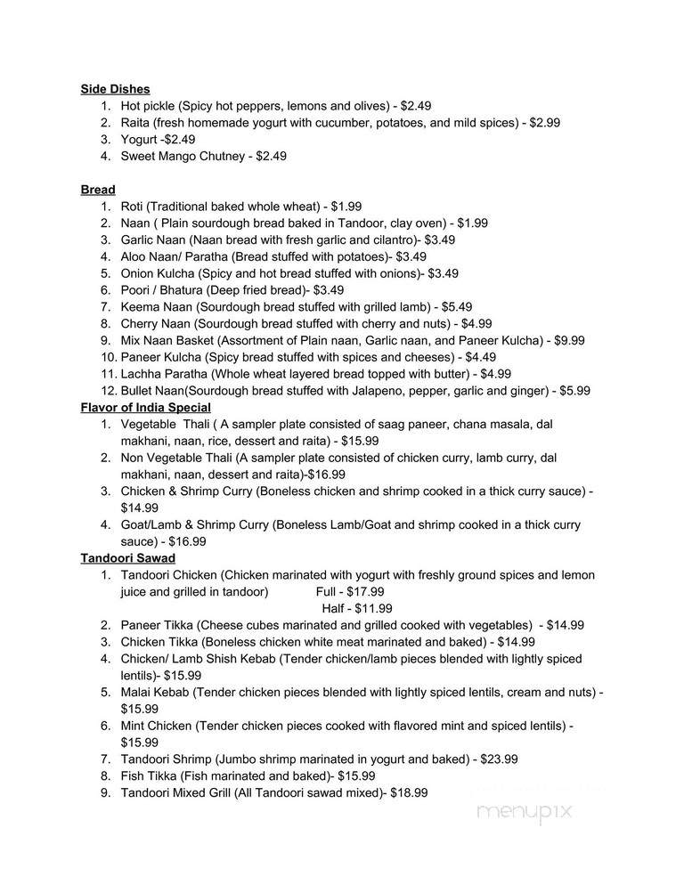 Flavor of India - Springfield, IL menu_pic