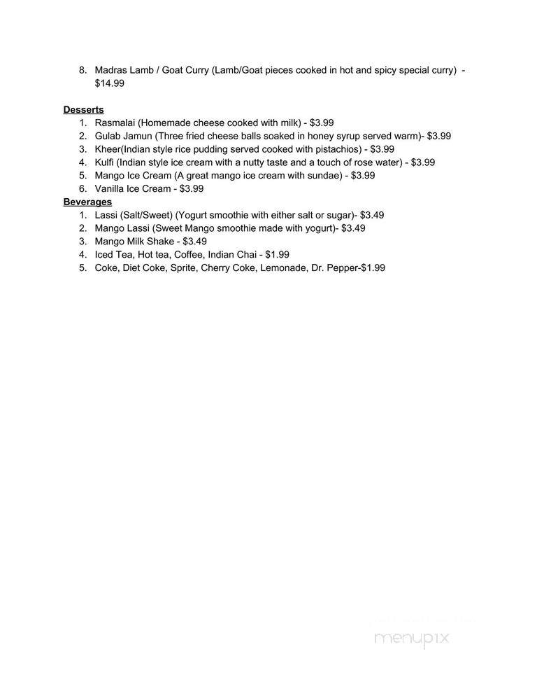 Flavor of India - Springfield, IL menu_pic