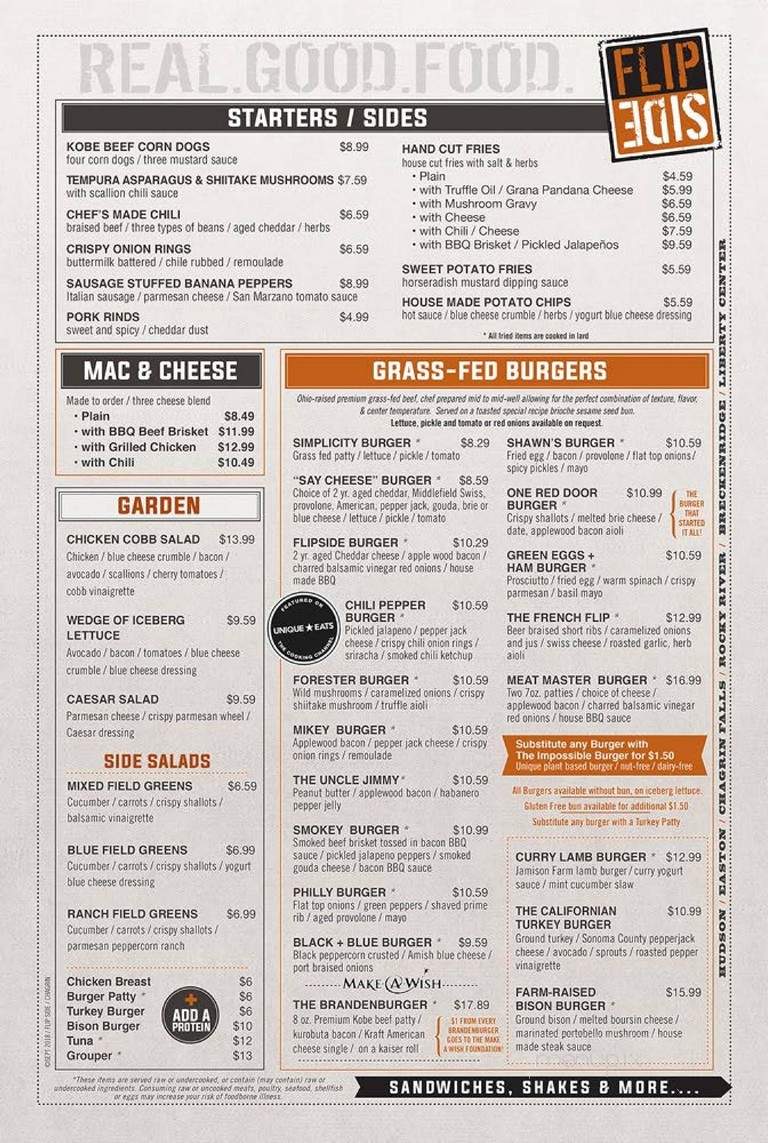 Flip Side - Chagrin Falls, OH menu_pic