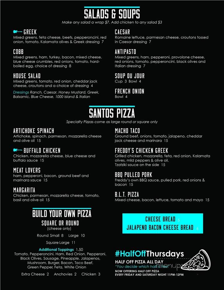 Freddy's Bar - Clinton Township, MI menu_pic