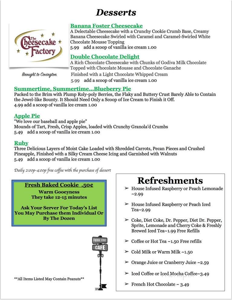 Fudge Street Cafe - Covington, VA menu_pic
