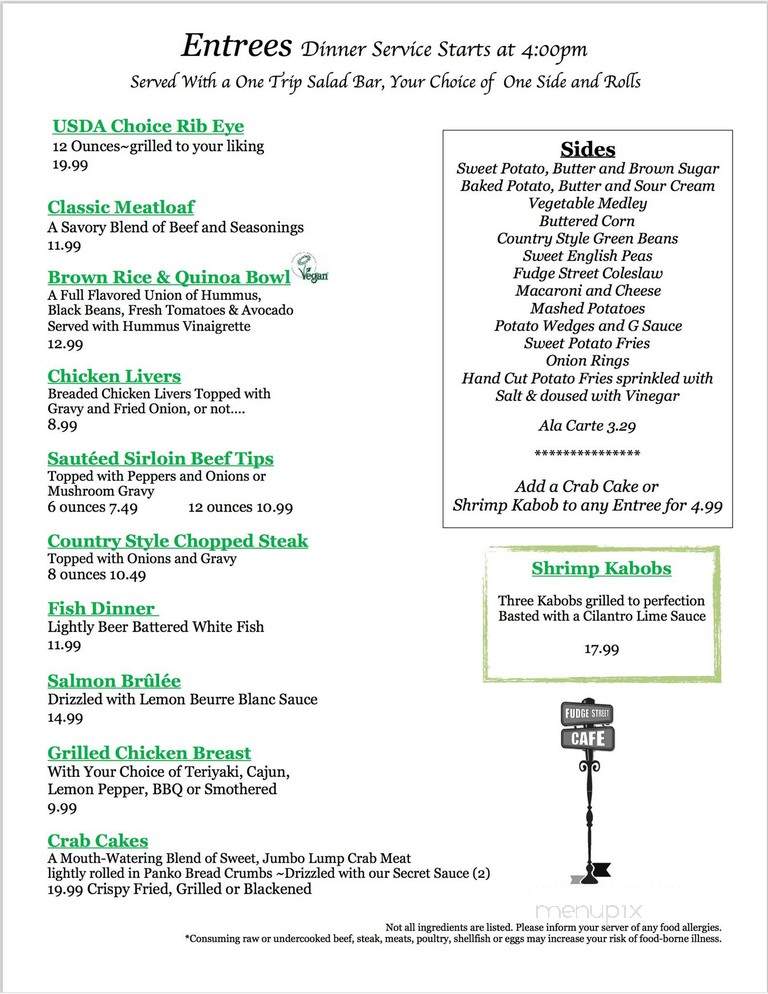 Fudge Street Cafe - Covington, VA menu_pic