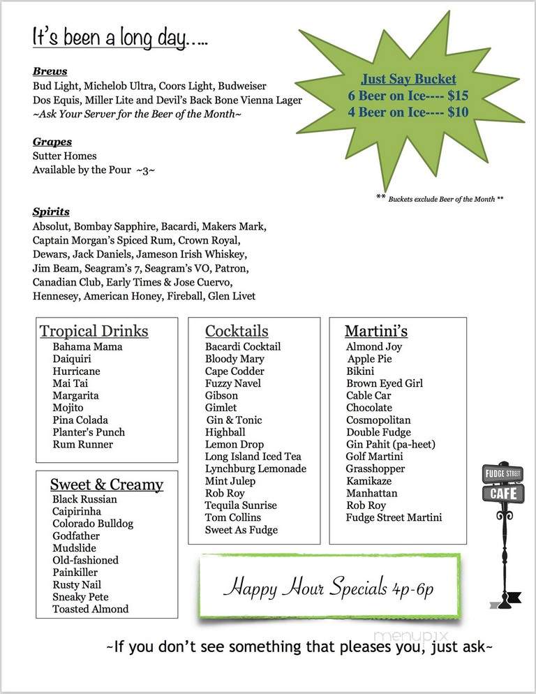 Fudge Street Cafe - Covington, VA menu_pic