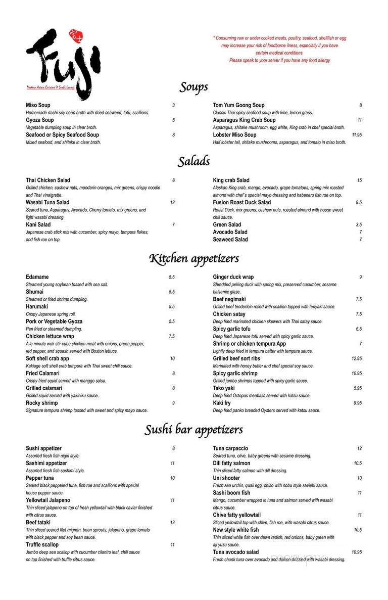 Fuji Modern Asian Cuisine & Sushi Lounge - Gambrills, MD menu_pic