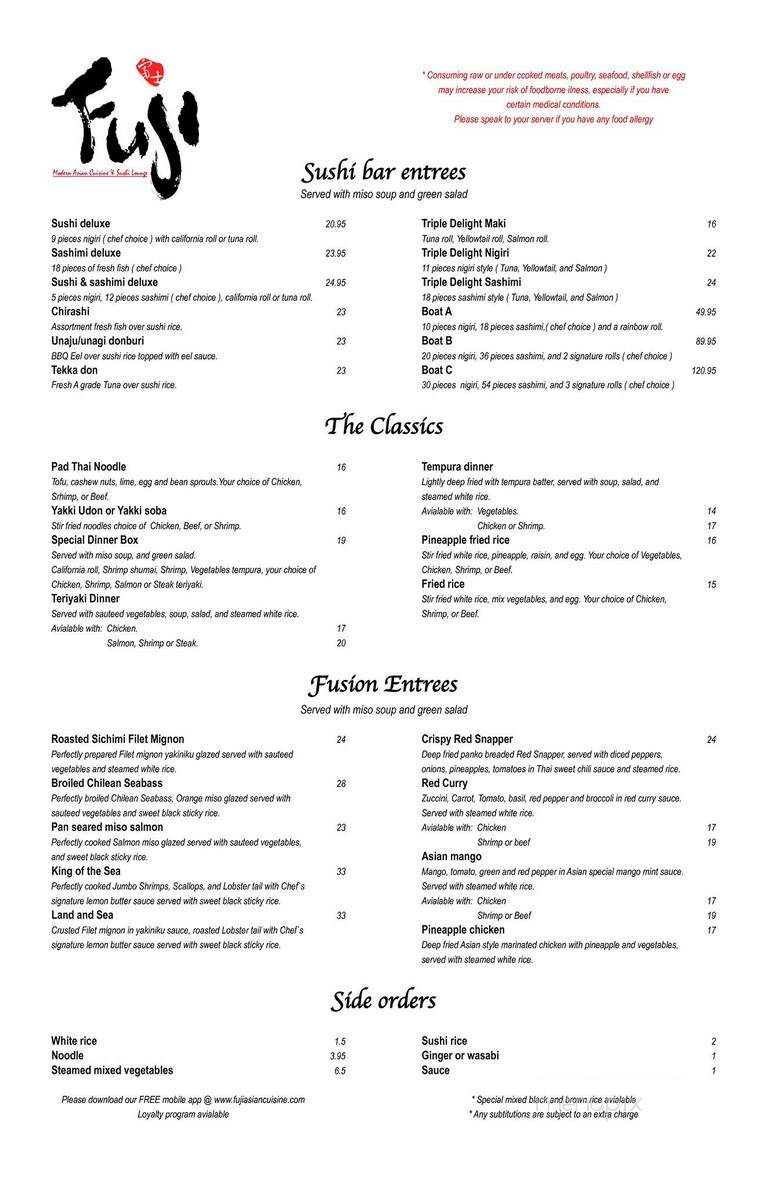 Fuji Modern Asian Cuisine & Sushi Lounge - Gambrills, MD menu_pic