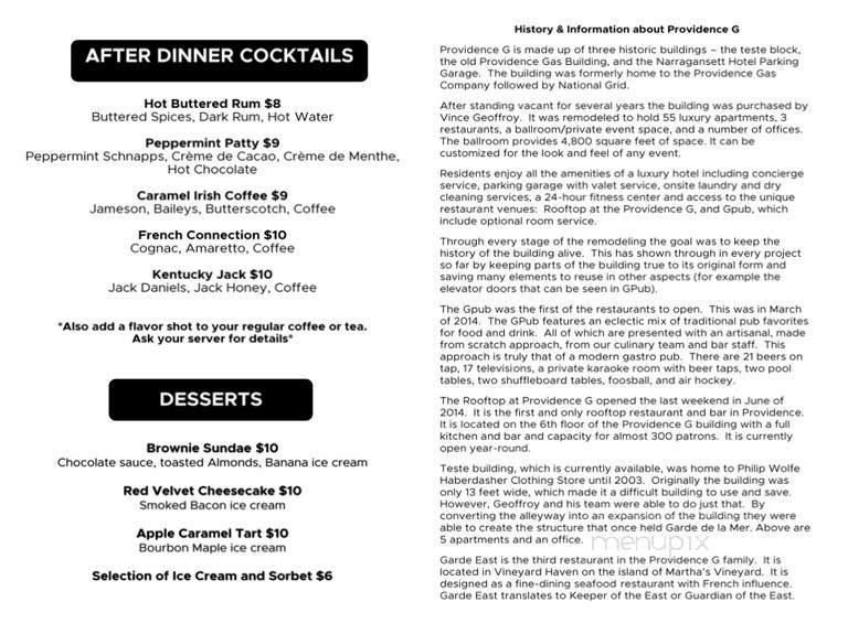 G Pub - Providence, RI menu_pic
