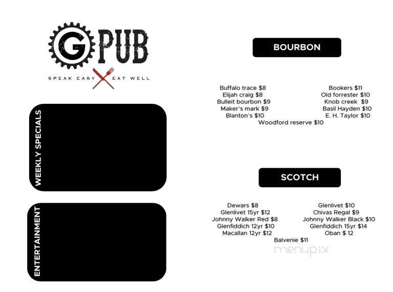 G Pub - Providence, RI menu_pic