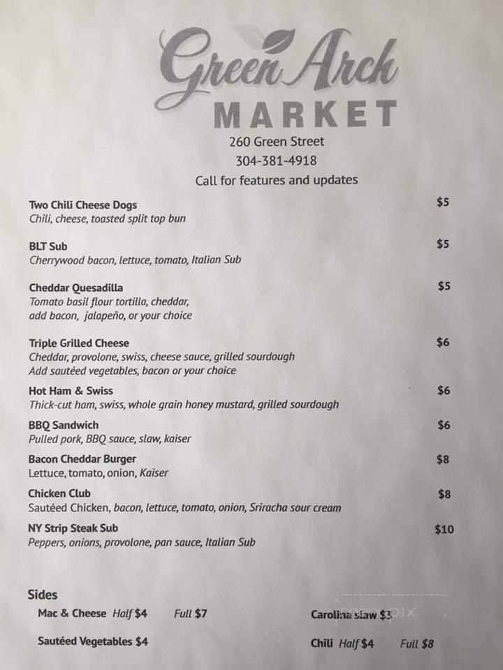 Green Arch Market - Morgantown, WV menu_pic