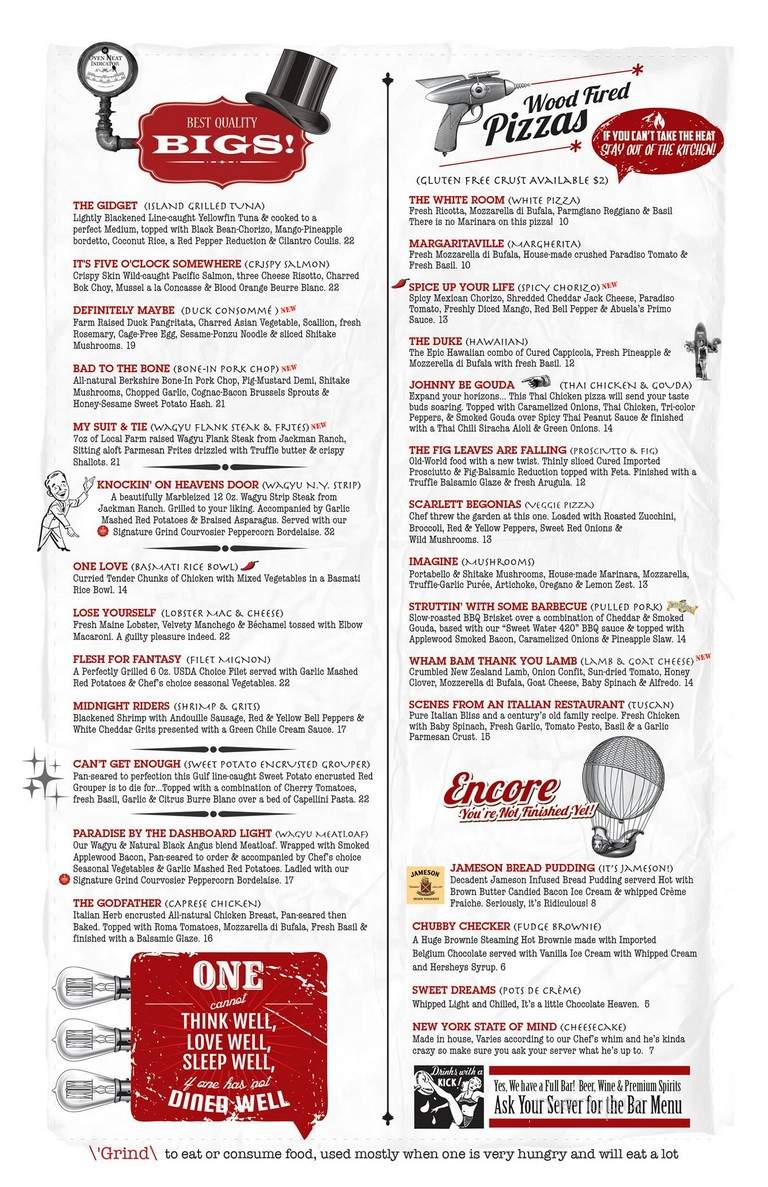 Grind Gastropub and Kona Tiki Bar - Ormond Beach, FL menu_pic