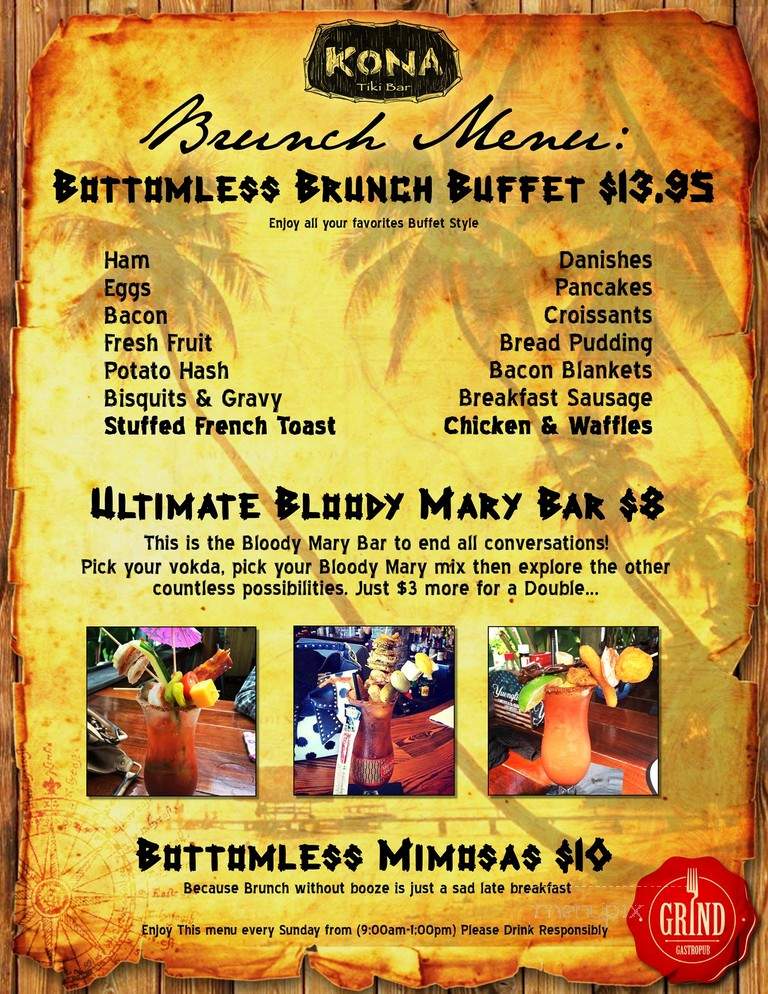 Grind Gastropub and Kona Tiki Bar - Ormond Beach, FL menu_pic