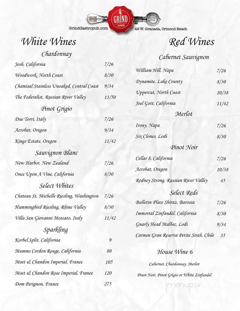 Grind Gastropub and Kona Tiki Bar - Ormond Beach, FL menu_pic