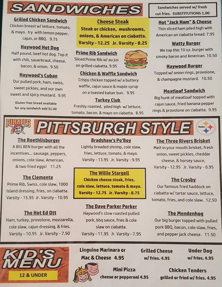 Haywood's On The Green - Mill Hall, PA menu_pic
