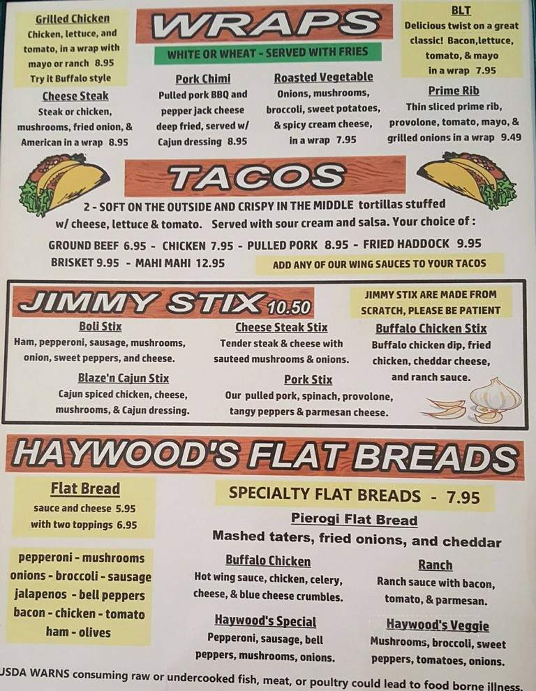 Haywood's On The Green - Mill Hall, PA menu_pic