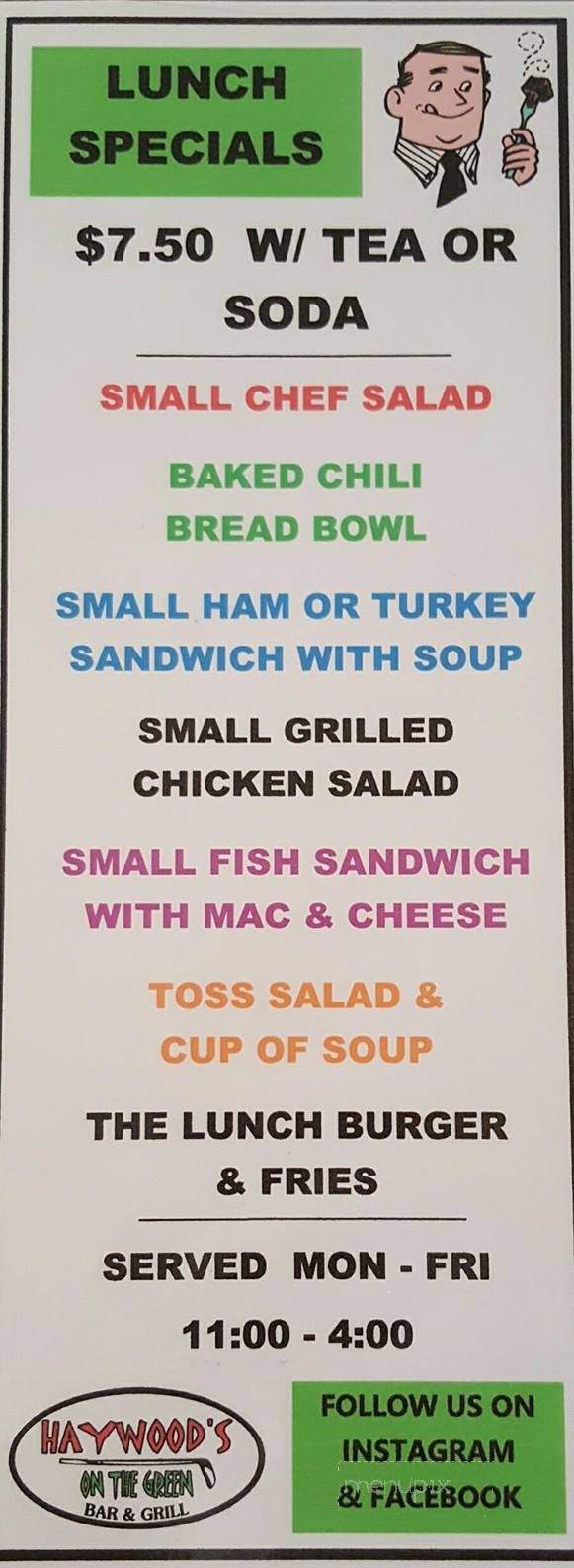 Haywood's On The Green - Mill Hall, PA menu_pic