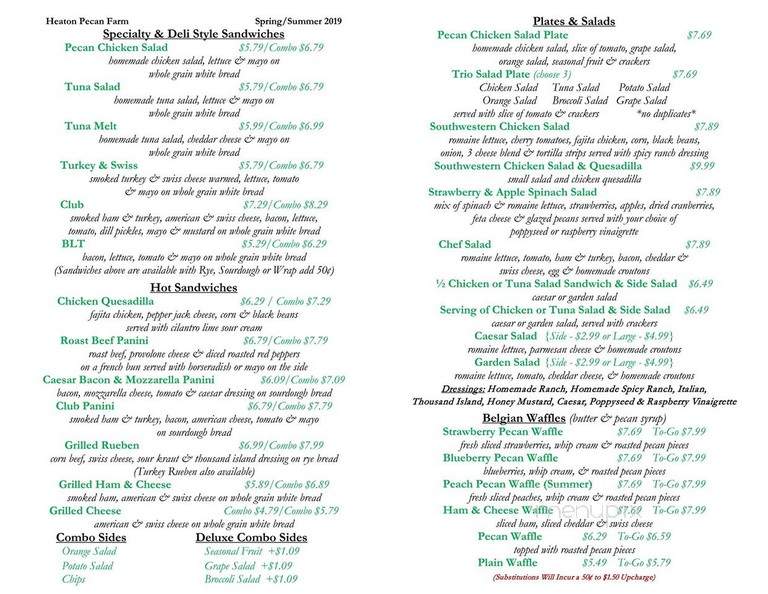 Heaton Pecan Farm - Clanton, AL menu_pic