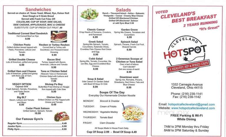 Hotspot Cafe - Cleveland, OH menu_pic