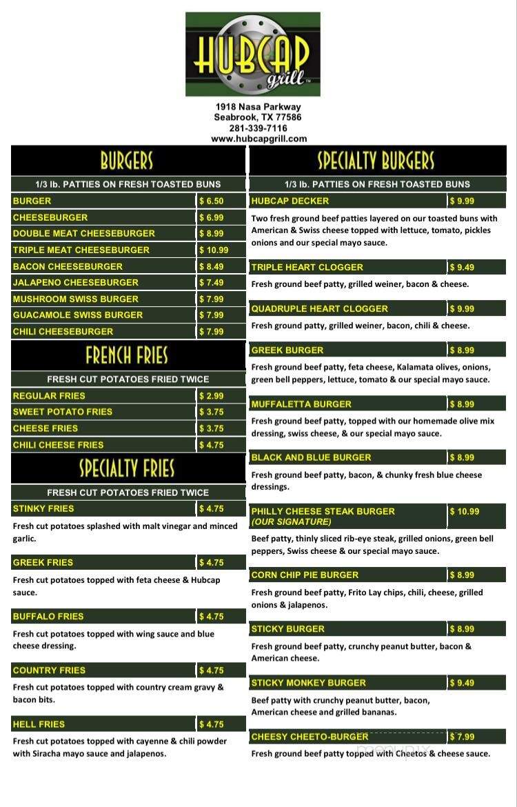 Hubcap Grill - Kemah, TX menu_pic