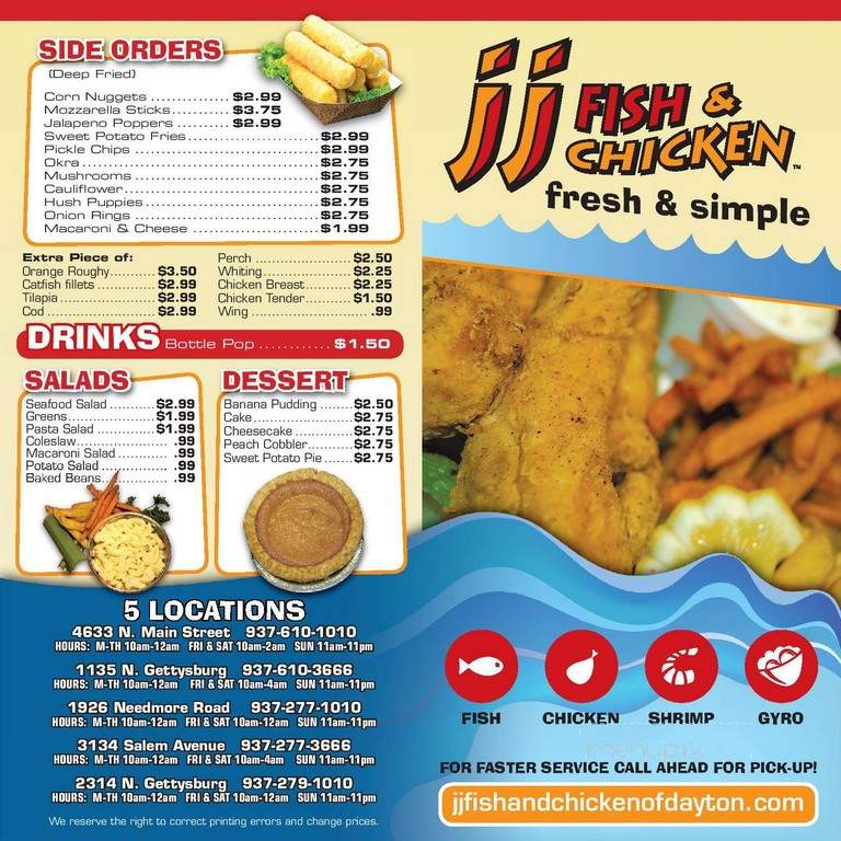 J & J Fish & Chicken - Dayton, OH menu_pic