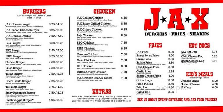 JaX - Pearland, TX menu_pic