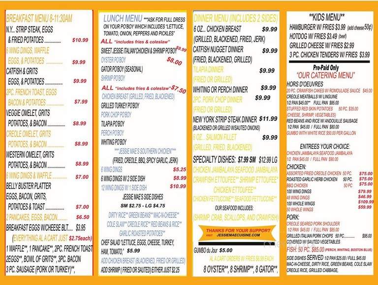 Jessie Mae's Southern Creole Cuisine - Columbus, OH menu_pic