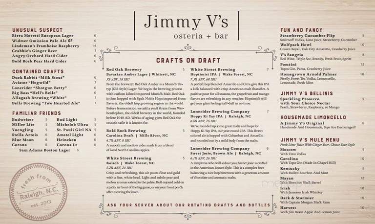 Jimmy V's Osteria - Sheraton Raleigh - Raleigh, NC