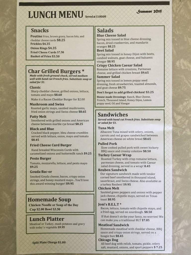 Joni's Diner - Lake Geneva, WI menu_pic