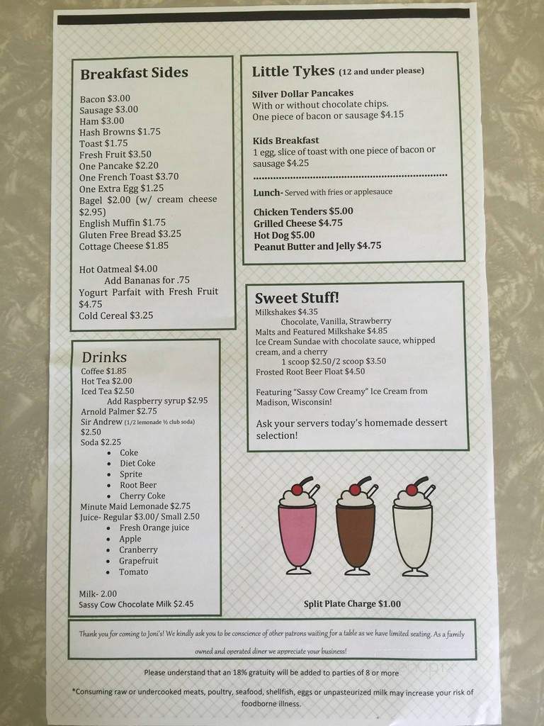 Joni's Diner - Lake Geneva, WI menu_pic