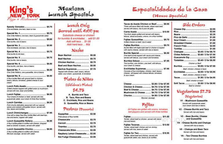 Kings Pizza - Clarksburg, WV menu_pic