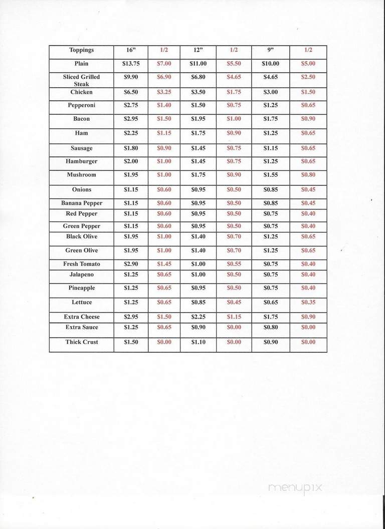 Knight's Pizza - Greenbrier, TN menu_pic