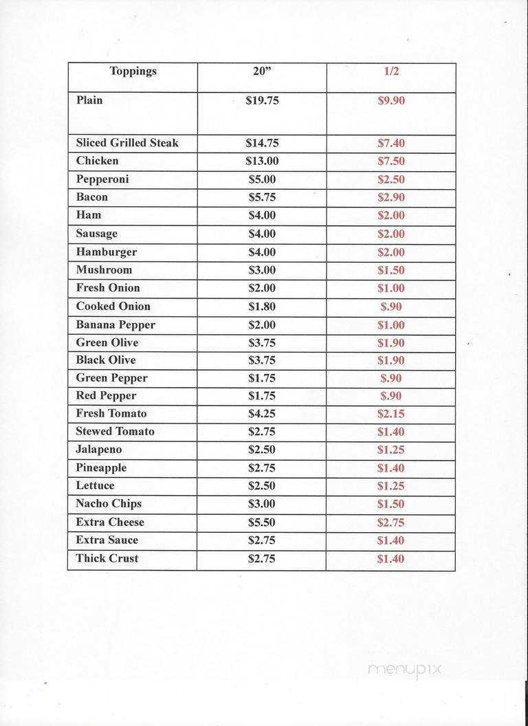 Knight's Pizza - Greenbrier, TN menu_pic
