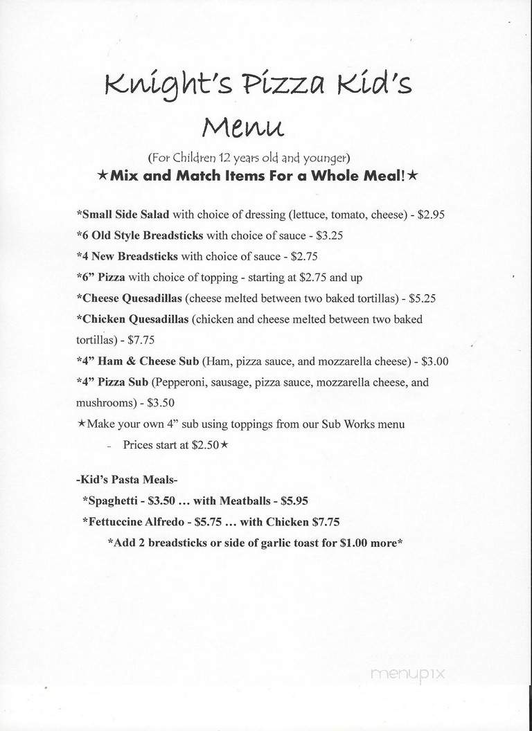 Knight's Pizza - Greenbrier, TN menu_pic