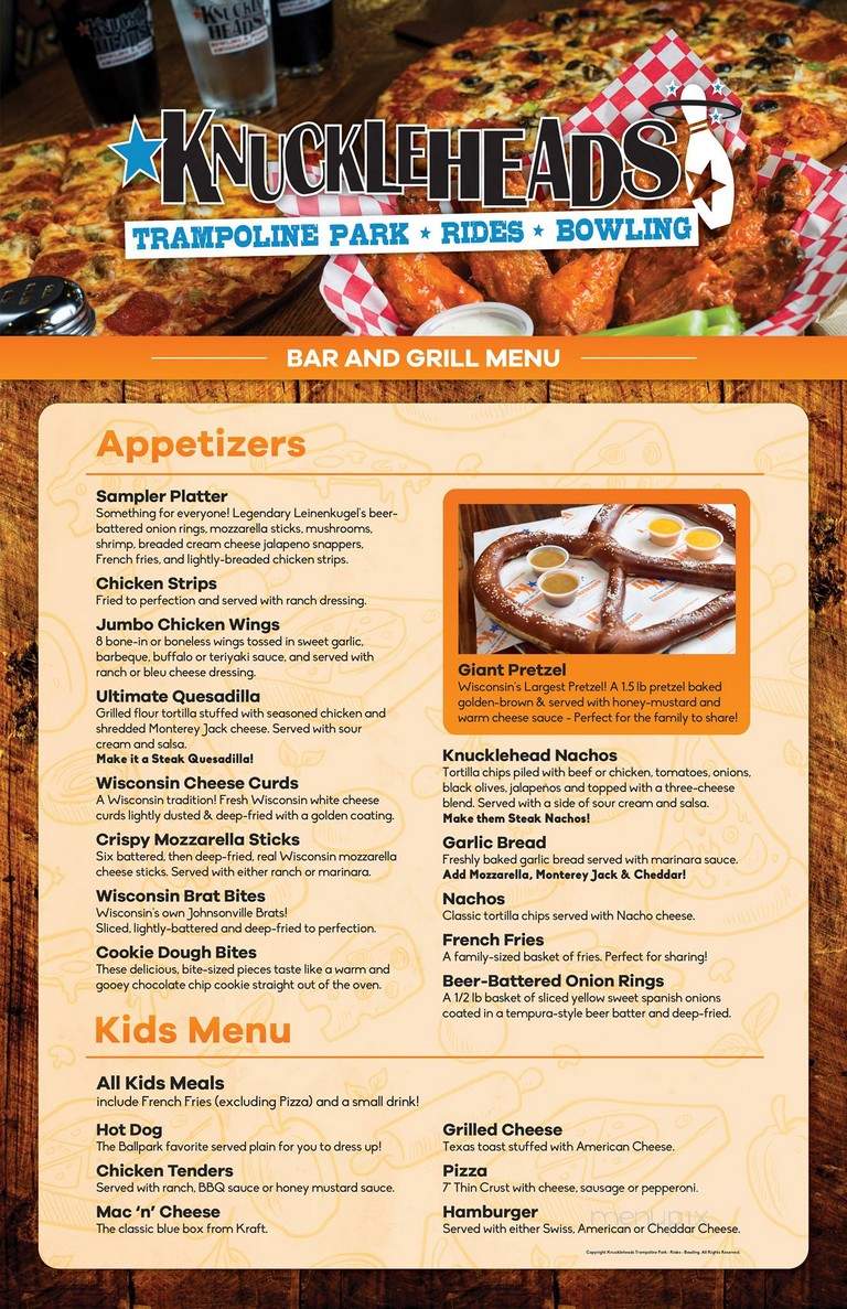 Knuckleheads Bar & Grill - Baraboo, WI menu_pic