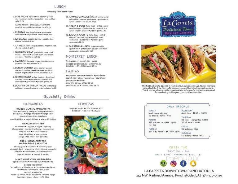 La Carreta of Downtown Ponchatoula - Ponchatoula, LA menu_pic