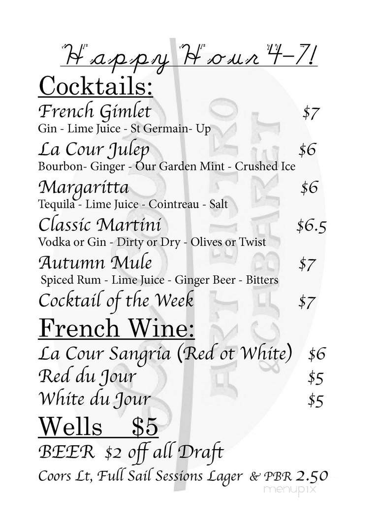 La Cour Denver's Art Bar - Denver, CO menu_pic