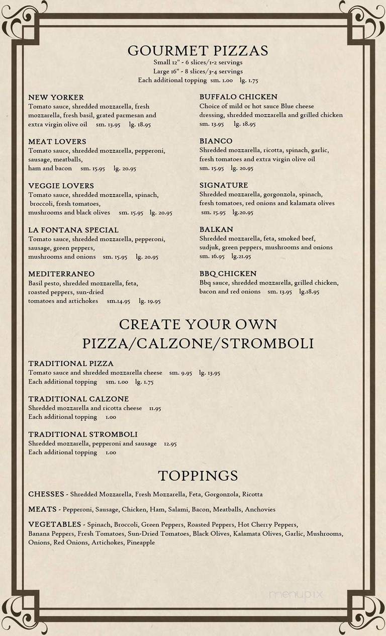 La Fontana Ristorante & Pizzeria - North Palm Beach, FL menu_pic