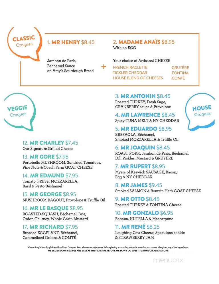 La Maison du Croque Monsieur - New York, NY menu_pic