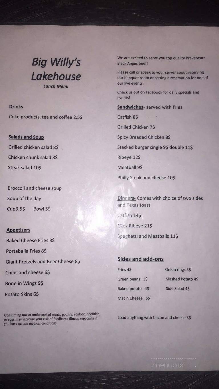 Lakeside Tavern Food & Spirits - Cloverdale, IN menu_pic
