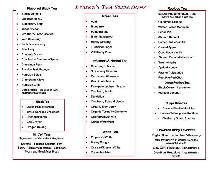 Laura's Tea Room - Ridgeway, SC menu_pic