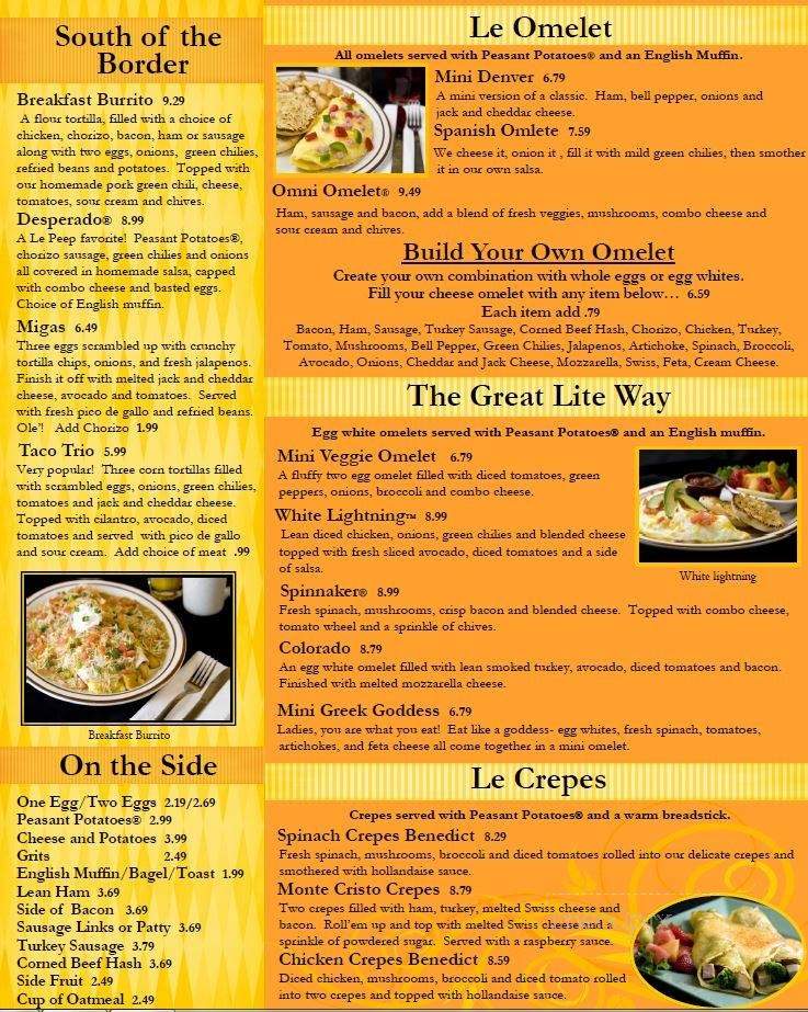 Le Peep Cafe - Columbia, SC menu_pic