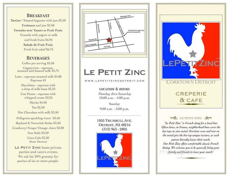 Le Petit Zinc - Detroit, MI menu_pic